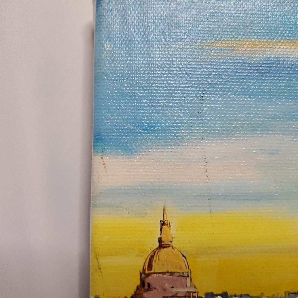 3 Paris Oil Paintings Eiffel Tower Notre-Dame Cathedral Place du Tertre 7.5x9.5 - Picture 6 of 11